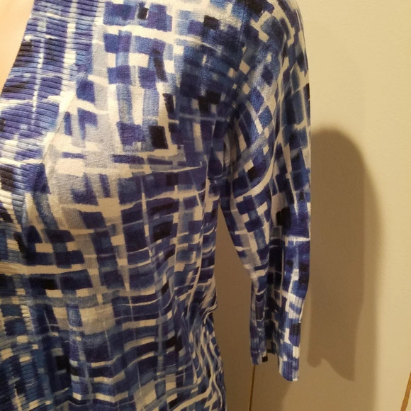 Laura Ashley  womens cardigan Size L open front  3/4 sleeve - Picture 3 of 5